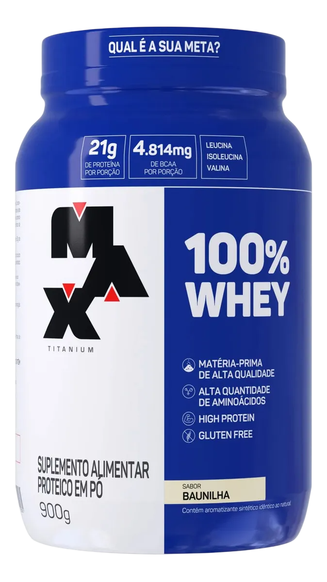 Pote de Iso Whey Max Titanium 100% Whey sabor baunilha